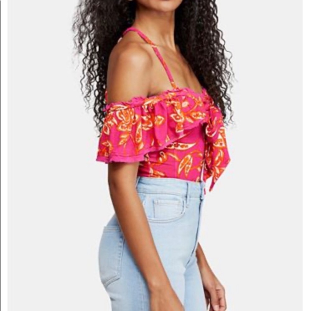 Free People Cha Cha Cold Shoulder Top Pink - Picture 5 of 5